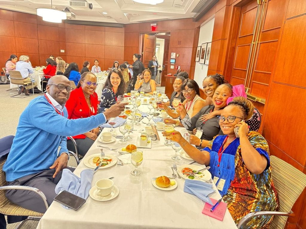 Table of participants at final dinner