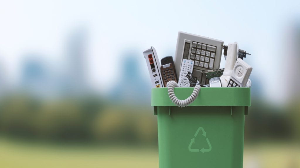 Bin with electronic waste