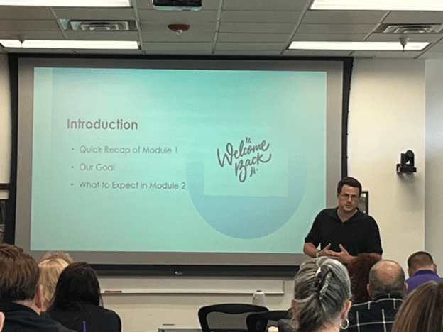 A person presenting at a training