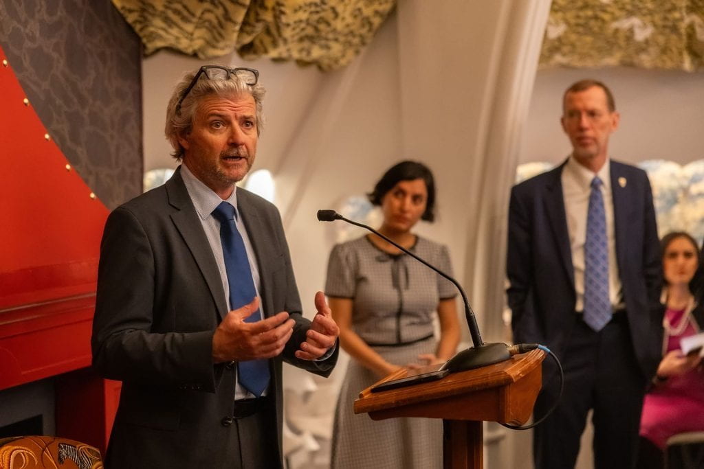 Speaking at alumni event in London