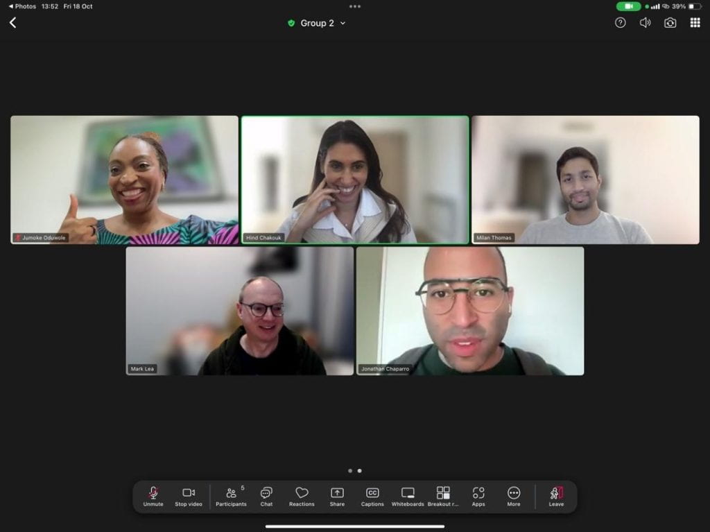 Group zoom screenshot including Jonathan Chaparro
