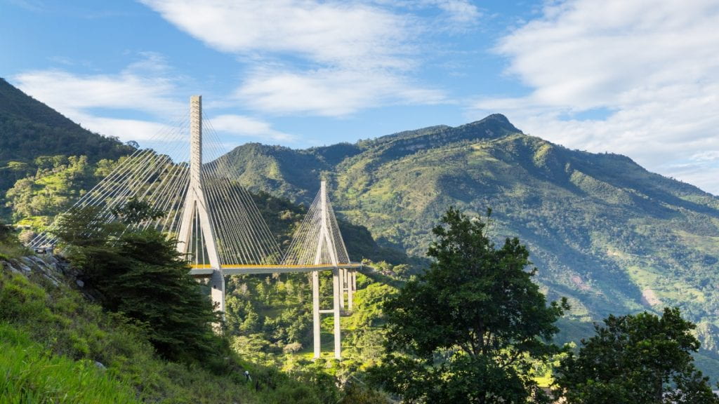 Bridge in Andes mountain in Colombia