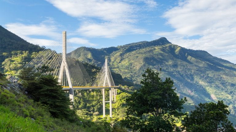 Bridge in Andes mountain in Colombia