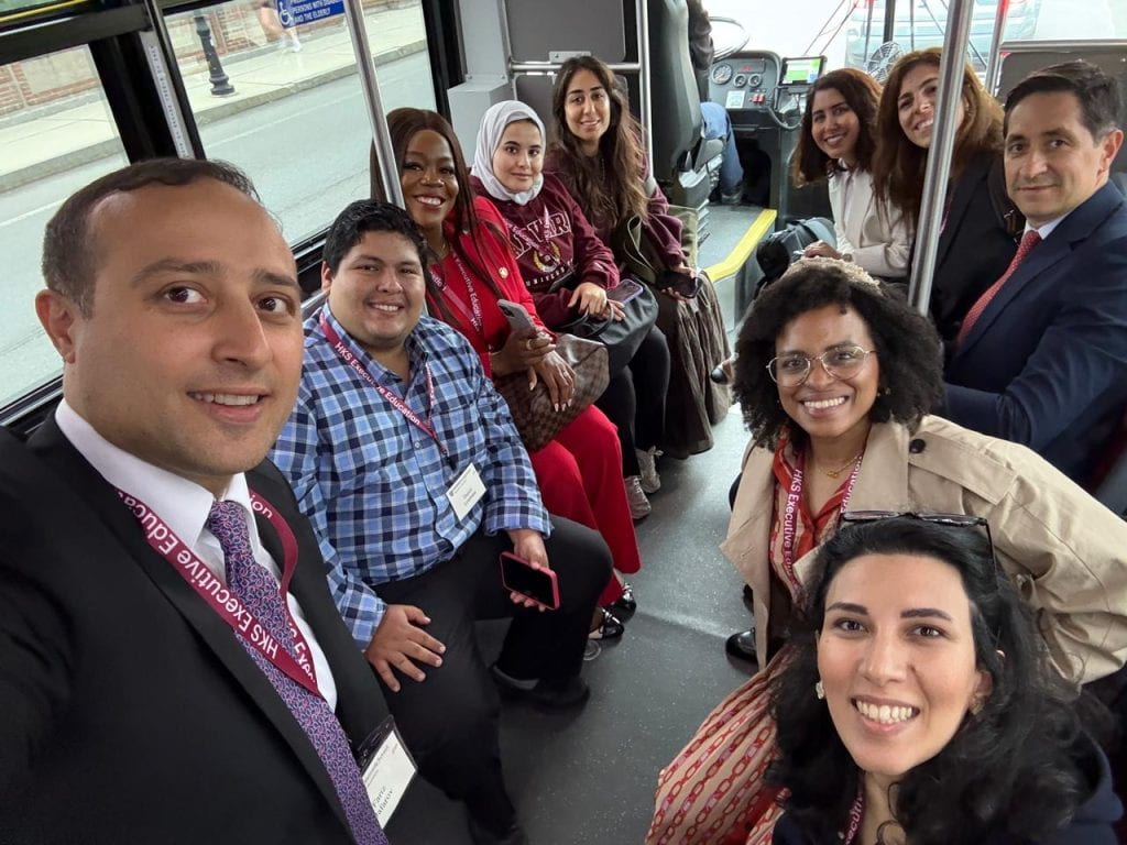 Participants taking the bus