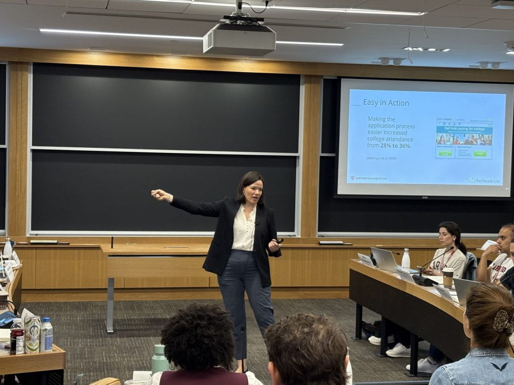 Professor Elizabeth Linos teaching at HKS