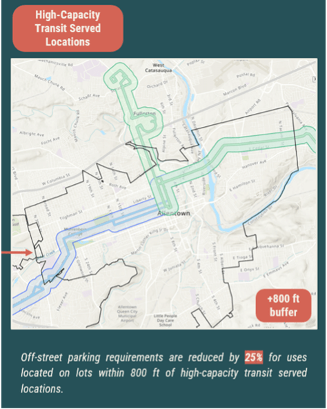 High capacity transit served locations map