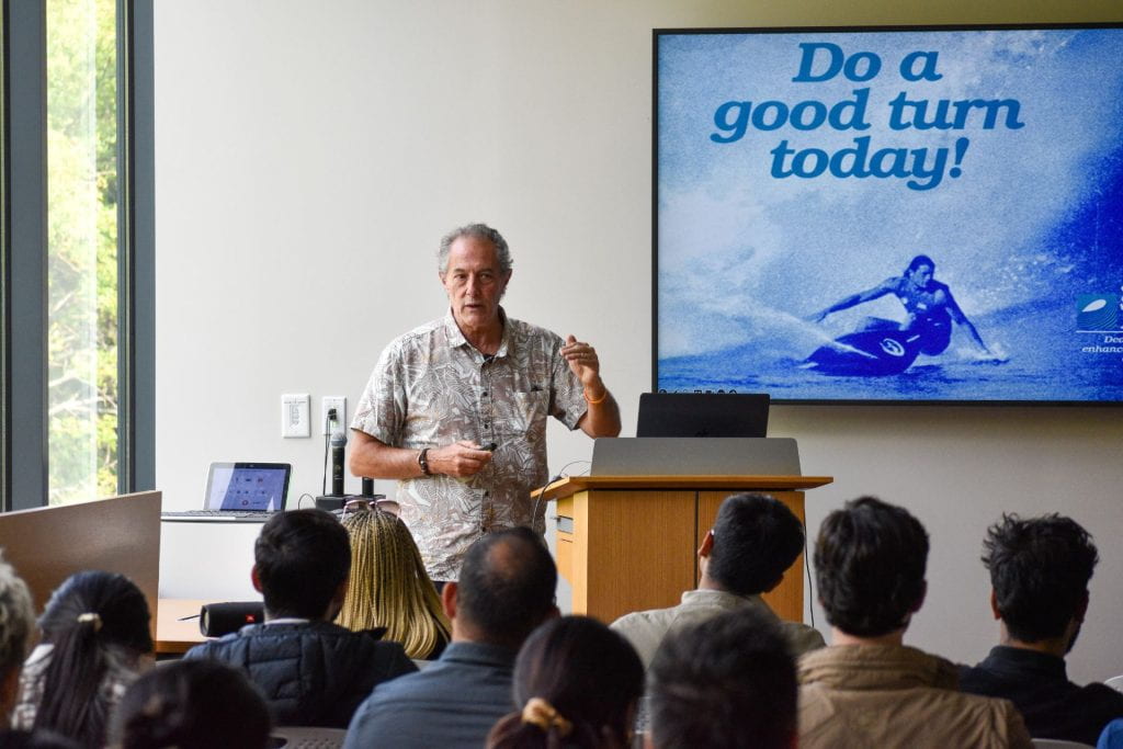 Shaun Tomson presenting