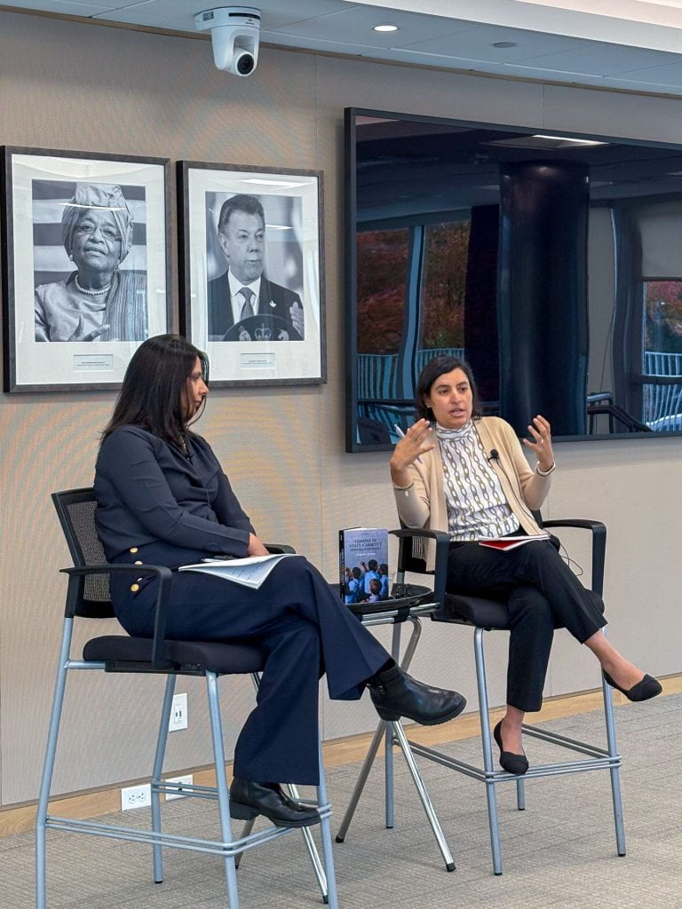 Yamini Aiyar and Salimah Samji presenting