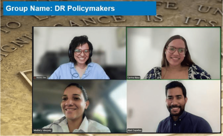A screenshot of the DR Policymakers Zoom meeting.