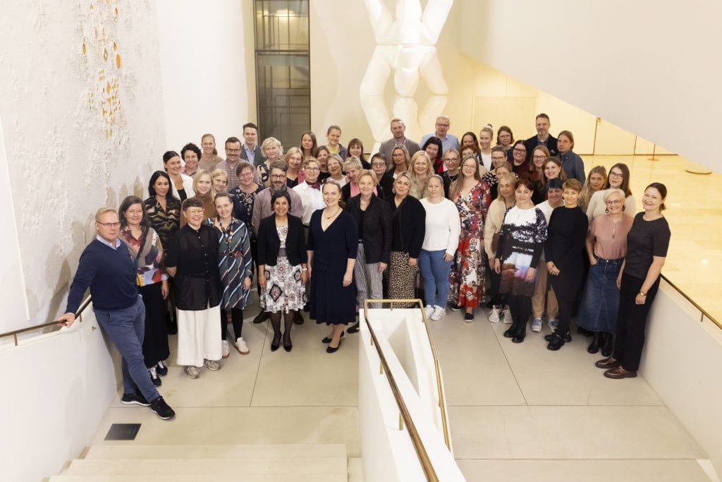 Group photo of Helsinki participants with Salimah Samji