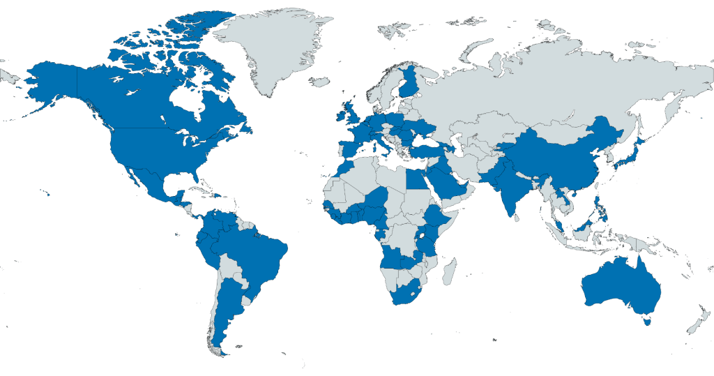 Map of practitioners trained
