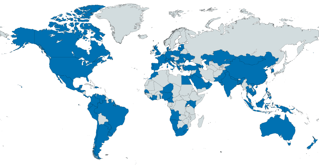 Map of practitioners trained