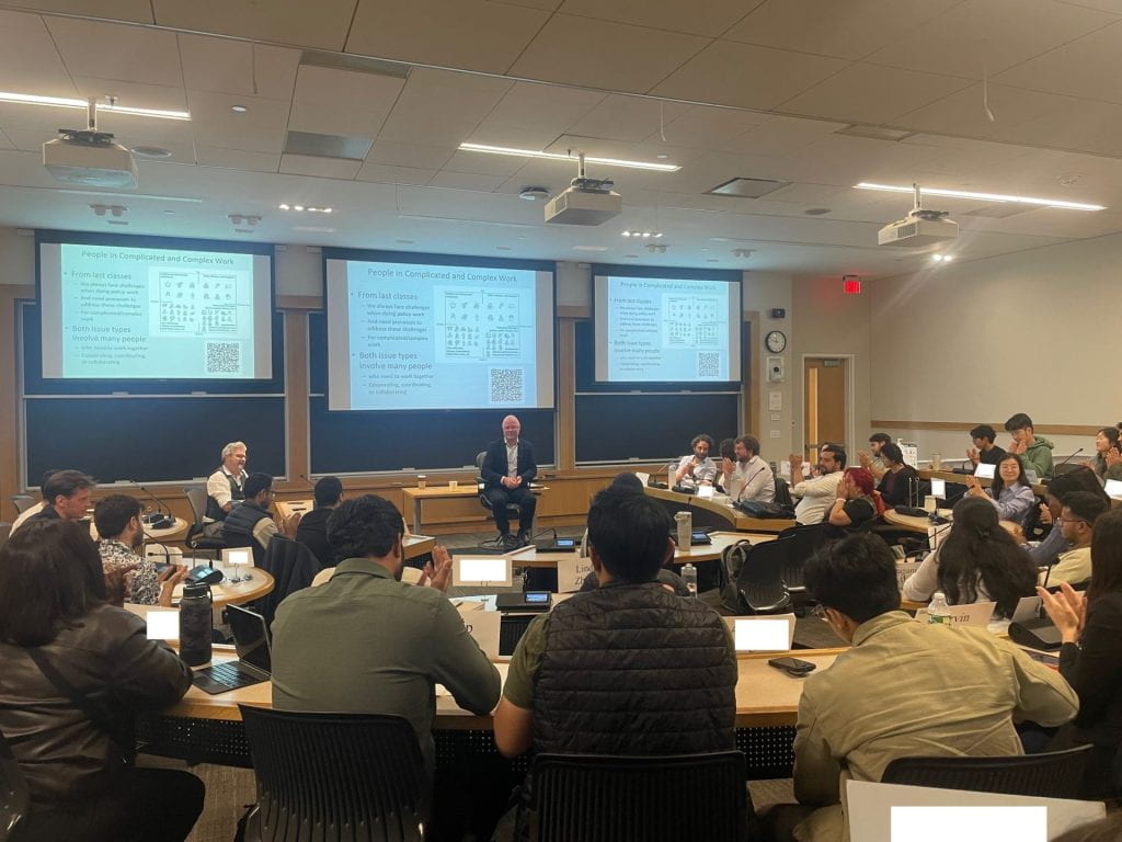 Stephen Donnelly presenting in classroom to MLD102 students