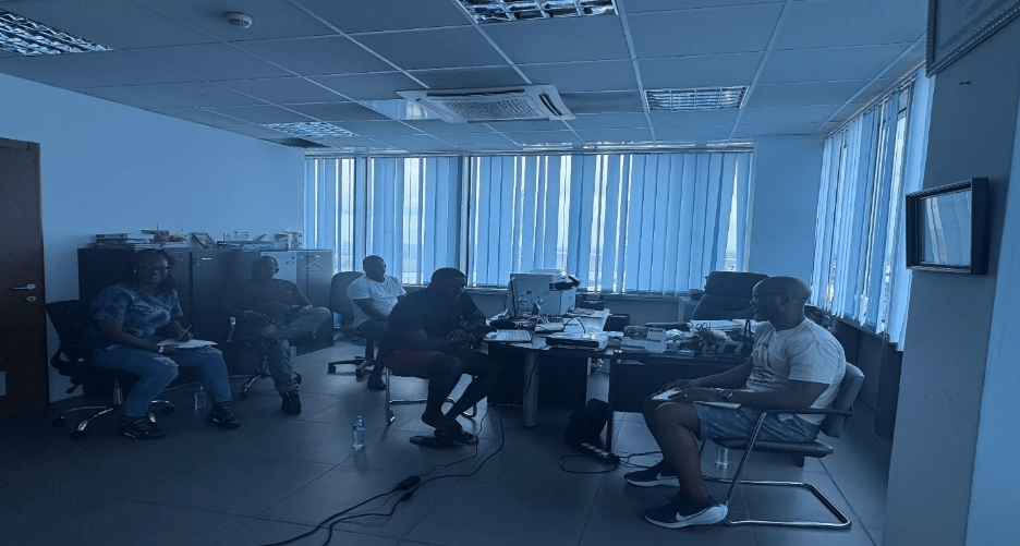 Brainstorming session in an office