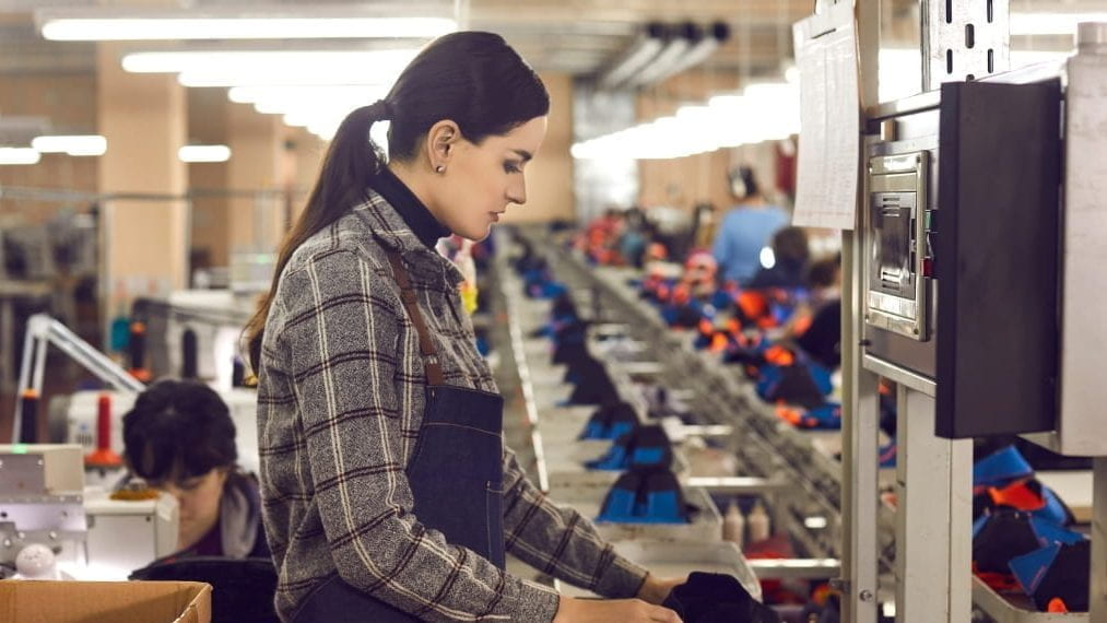 Woman working in a textile factory.