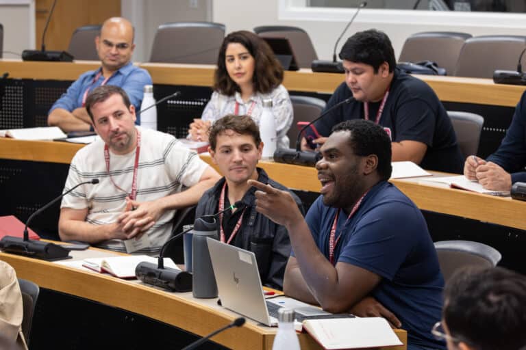 Students in a classroom engaged in discussion